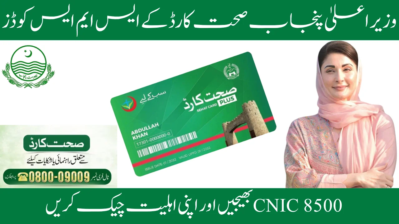 CM Punjab Sehat Card SMS Codes